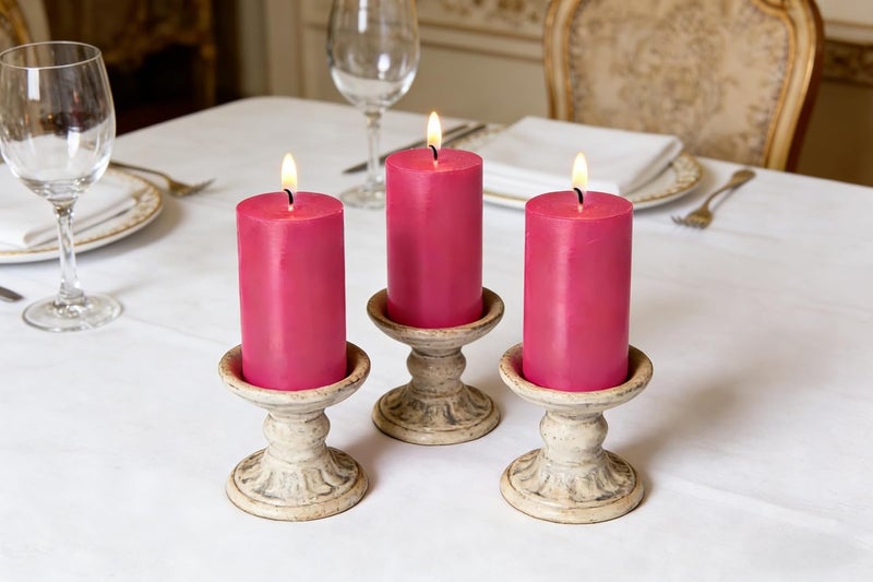 Sihuida 4 Pack Hot-Pink Pillar Candles, 2x4 Inch, Long-Lasting, Dripless and Smokeless Unscented Candles, Ideal for Home Décor, Parties Weddings and Relaxation - Image 4